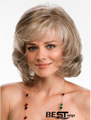 Cheapest Synthetic Lace Wigs UK Chin Length Wavy Style With Bangs