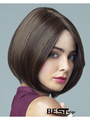 Straight Chin Length Brown 10 inch Lace Front Discount Bob Wigs