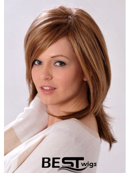 Shoulder Length Layered Straight Brown Convenient Synthetic Wigs