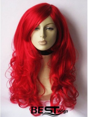 Wavy With Bangs Lace Front Gorgeous 22 inch Red Long Wigs