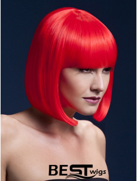 Affordable 12 inch Straight Red Bobs Short Wigs