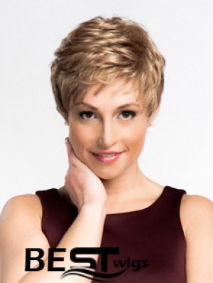 Good Quality Synthetic Wigs With Monofilament Boycuts Cropped Length Wavy Style
