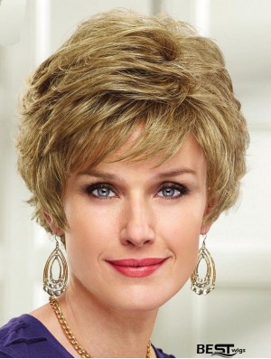 Blonde Short Wavy Capless Layered 8 inch New Synthetic Wigs For Women