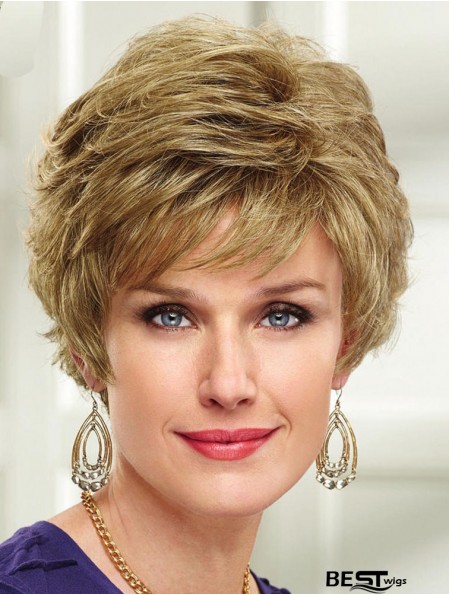 Blonde Short Wavy Capless Layered 8 inch New Synthetic Wigs For Women