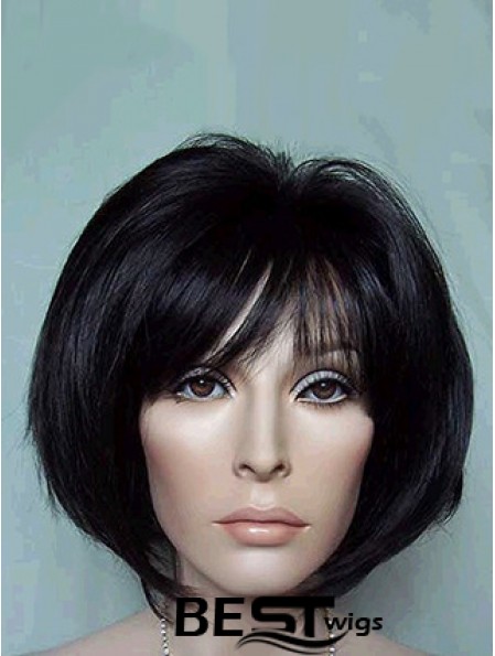 Chin Length Bobs Straight Black Suitable Synthetic Wigs