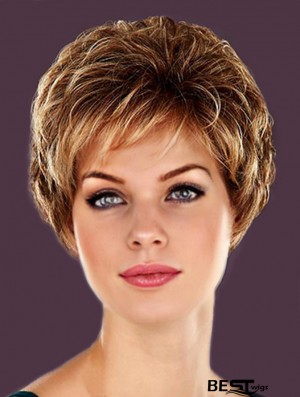 Hairstyles Blonde Cropped Layered Wavy Glueless Lace Front Wigs