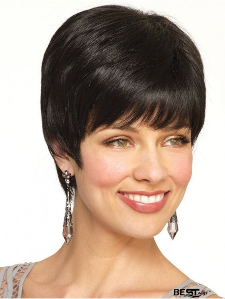 Boycuts Cropped Black Straight Flexibility Petite Wigs