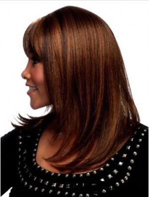 Shoulder Length With Bangs Straight Auburn Affordable Synthetic Wigs