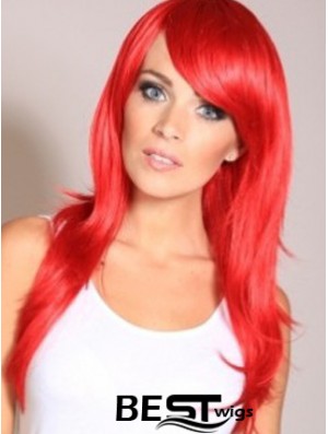 Straight With Bangs Lace Front Cheapest 20 inch Red Long Wigs