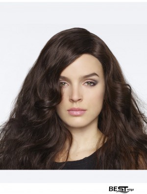 18 inch Curly Without Bangs Monofilament Brown Durable Long Wigs