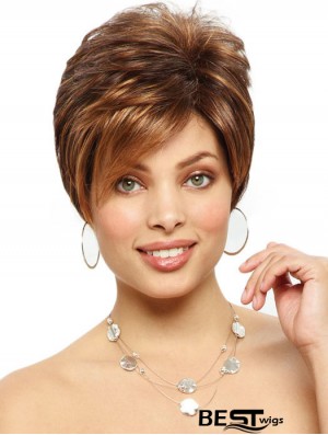 Straight Layered 6 inch Auburn Soft Synthetic Wigs