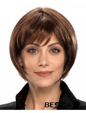 Chin Length Straight Capless Brown Perfect Bob Wigs