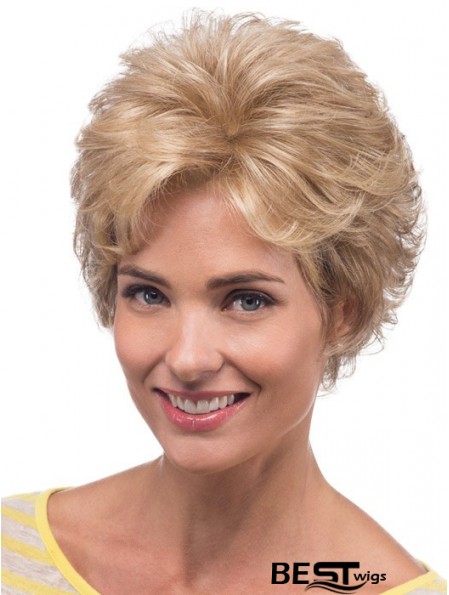 Amazing Blonde Chin Length Layered Wavy Glueless Lace Front Wigs