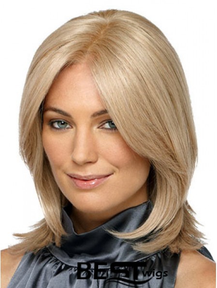 Shoulder Length Without Bangs Straight Blonde Designed Synthetic Wigs