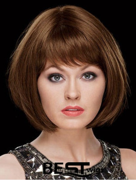 Chin Length Straight Capless Bobs 8 inch Top Synthetic Wigs