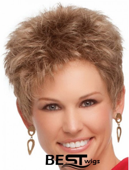 Cropped Boycuts Wavy Blonde Suitable Synthetic Wigs