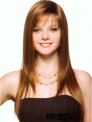 Long With Bangs Straight Brown New Synthetic Wigs