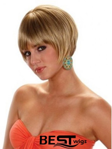 Short Bobs Straight Blonde Cheap Synthetic Wigs
