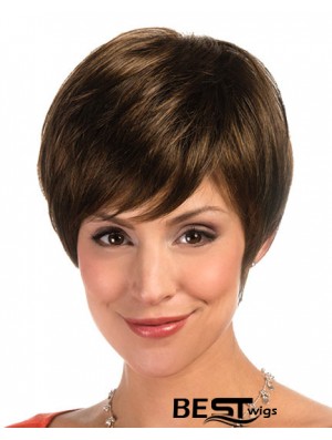 Designed Brown Cropped Layered Straight Glueless Lace Front Wigs