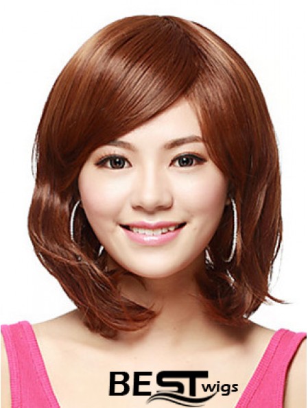 Shoulder Length Bobs Straight Auburn Flexibility Synthetic Wigs