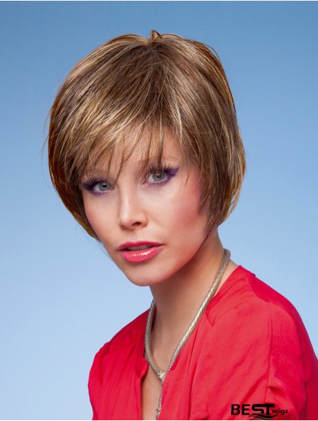 Straight With Bangs 6 inch Blonde Sleek Synthetic Wigs