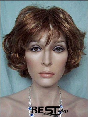 Best Brown Short Wavy With Bangs Lace Front Wigs