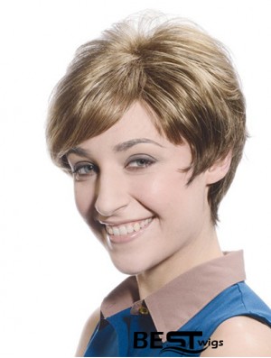 Soft Brown Short Boycuts Straight Glueless Lace Front Wigs