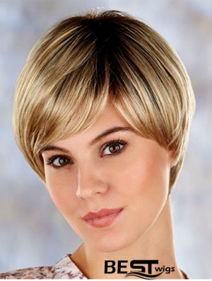 High Quality 7 inch Straight Blonde Layered Short Wigs