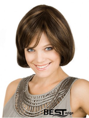 Chin Length Brown Flexibility 10 inch Wavy Bob Wigs