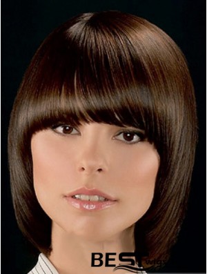 Top Brown Chin Length Straight Bobs Lace Front Wigs