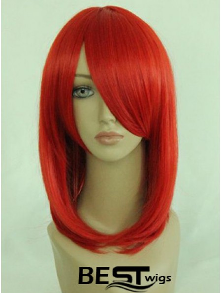 Red Shoulder Length Straight With Bangs 14 inch Online Medium Wigs