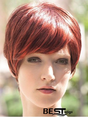 Incredible 8 inch Straight Red Boycuts Short Wigs