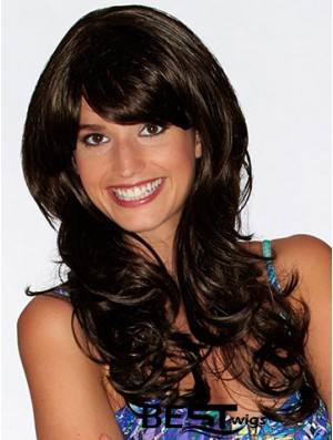 Wavy Good 18 inch Black With Bangs Long Wigs