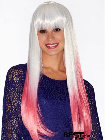 Straight Incredible 22 inch Ombre/2 Tone With Bangs Long Wigs