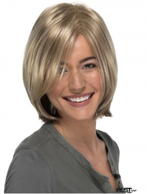 Capless Straight Blonde Bobs 11 inch Ladies Synthetic Wigs