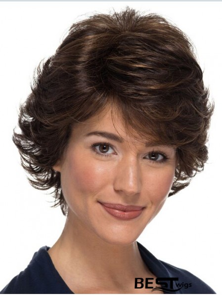 Classic Wavy 100% Hand-tied Brown 8 inch Wigs For Women With Cancer