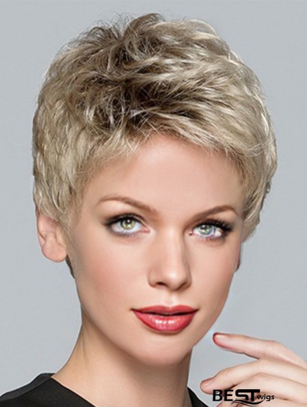 Boycuts Blonde Synthetic Straight 3 inch Short Hair Wigs