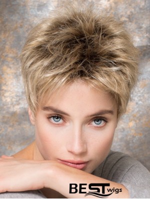 4 inch Blonde Synthetic Boycuts Straight Short Hair