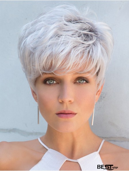 Cropped Straight 5 inch Capless Grey Wigs For Women