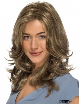 Without Bangs Blonde Wavy 15 inch Lace Wigs