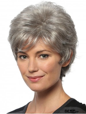 Short Wavy 8 inch Capless Cheap Grey Wigs