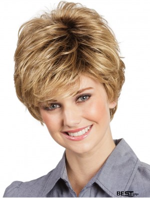 Boycuts Wavy Capless Blonde 8 inch Short Wigs For Women