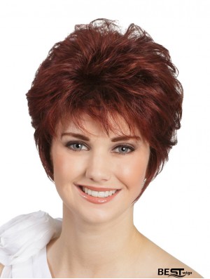 Monofilament Red 8 inch Wavy Classic Wigs For People With Cancer