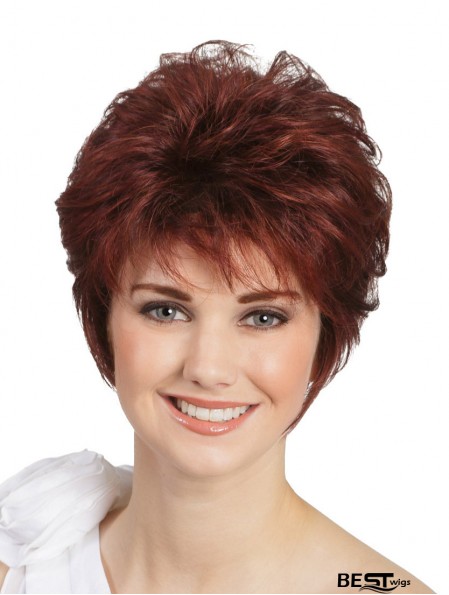 Monofilament Red 8 inch Wavy Classic Wigs For People With Cancer