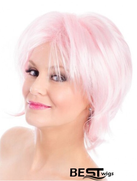 Straight Bobs Pink 8 inch Capless Wig Fashion