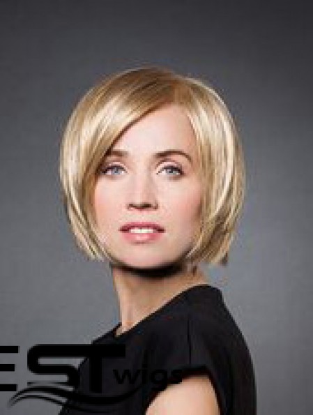 10 inch Straight Blonde Synthetic Chin Length Monofilament Wig Bob