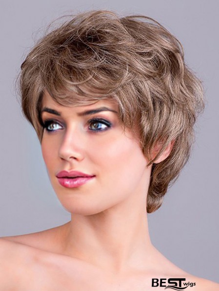 Synthetic Wavy Brown 8 inch Short Monofilament Wig For Women Classic Style