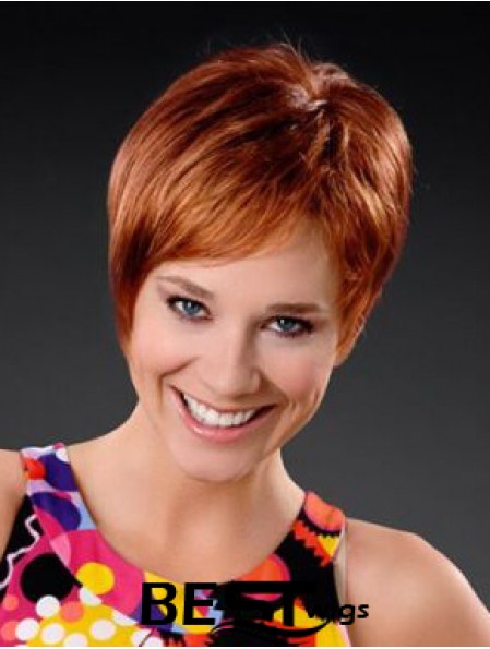 Copper Short Synthetic 8 inch Straight Boycuts Front Lace Wig