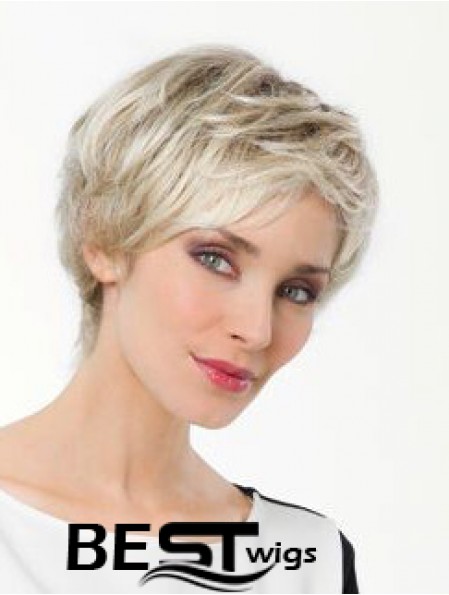 Platinum Blonde Boycuts Short 8 inch Straight Synthetic Monofilament Wig Sale