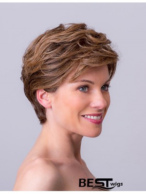 Auburn Layered Short 8 inch Wavy Synthetic Wigs Monofilament